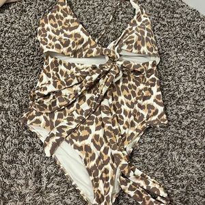 Tie front one piece swimsuit